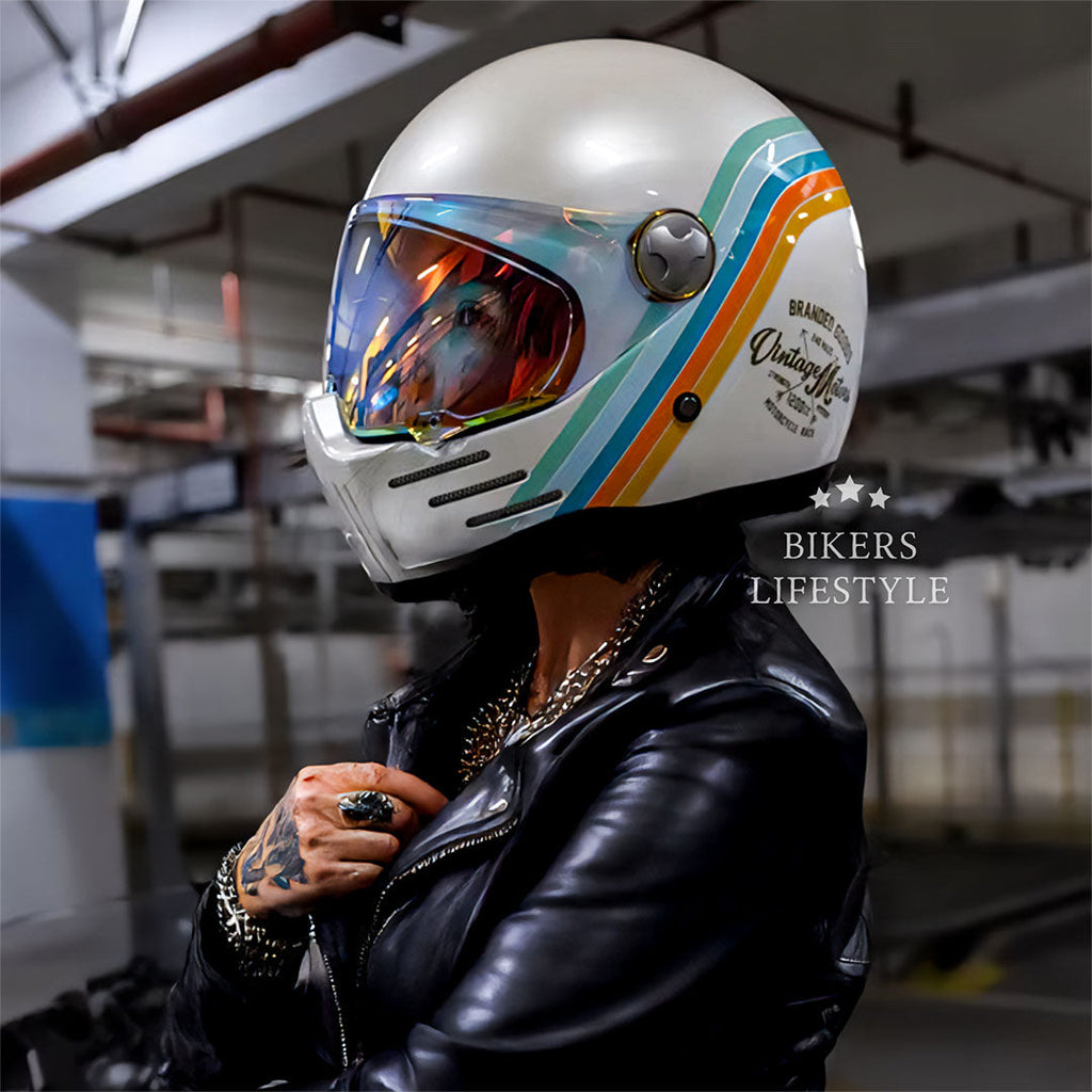 Kask motocyklowy ApexTrail Full Face Cruiser z pełną osłoną twarzy, zatwierdzony przez DOT i ECE | Fervei
