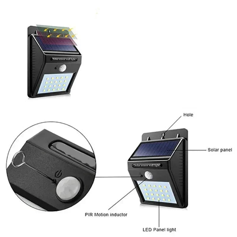 MOVEGLOW Solar Powered Motion Sensor Outdoor Wall Lantern