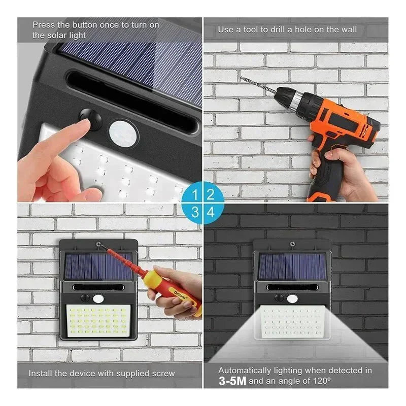 MOVEGLOW Solar Powered Motion Sensor Outdoor Wall Lantern