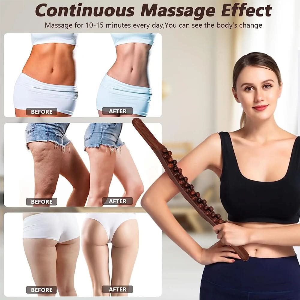 NyraPulse Gua Sha Massagepind Fremstillet af Naturligt Træ