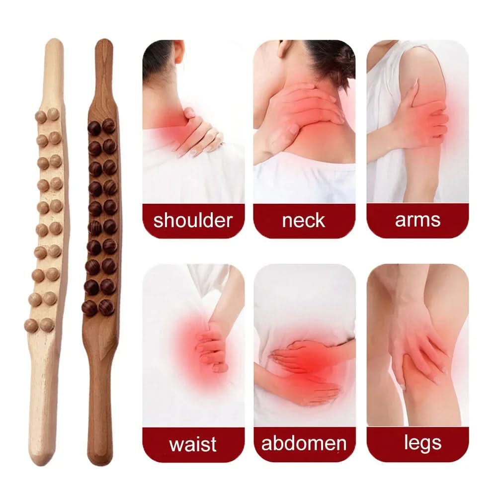NyraPulse Gua Sha Massagepind Fremstillet af Naturligt Træ