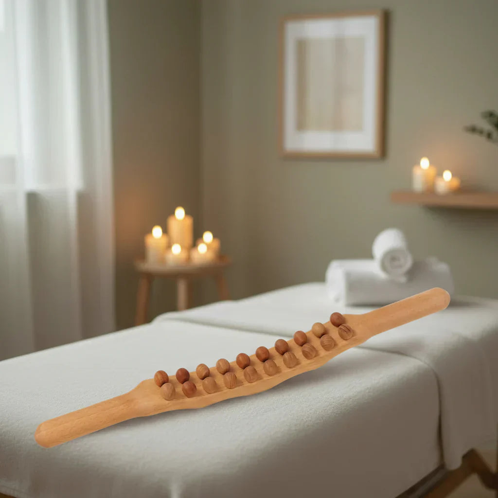 NyraPulse Gua Sha Massagepind Fremstillet af Naturligt Træ