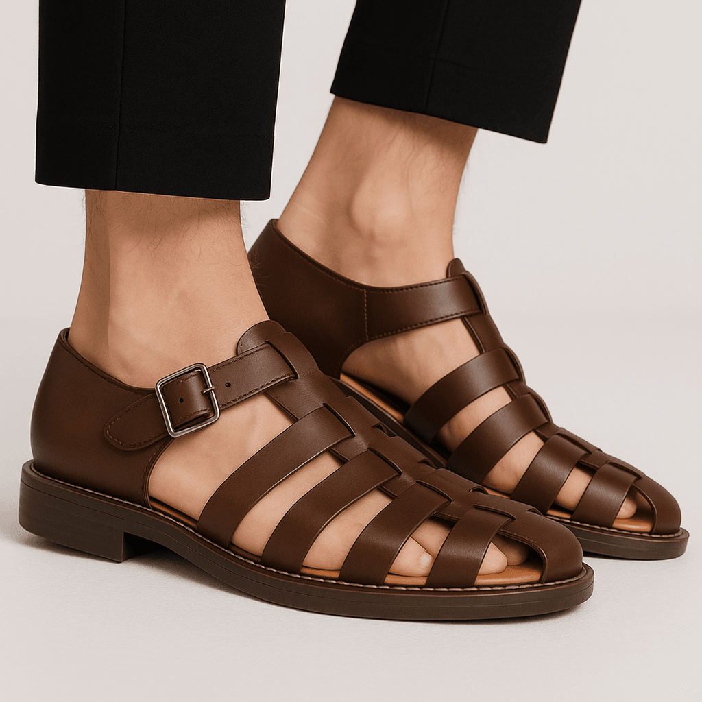 NOMADIC Heren Sandalen met Geweven Comfort en Gesloten Ontwerp