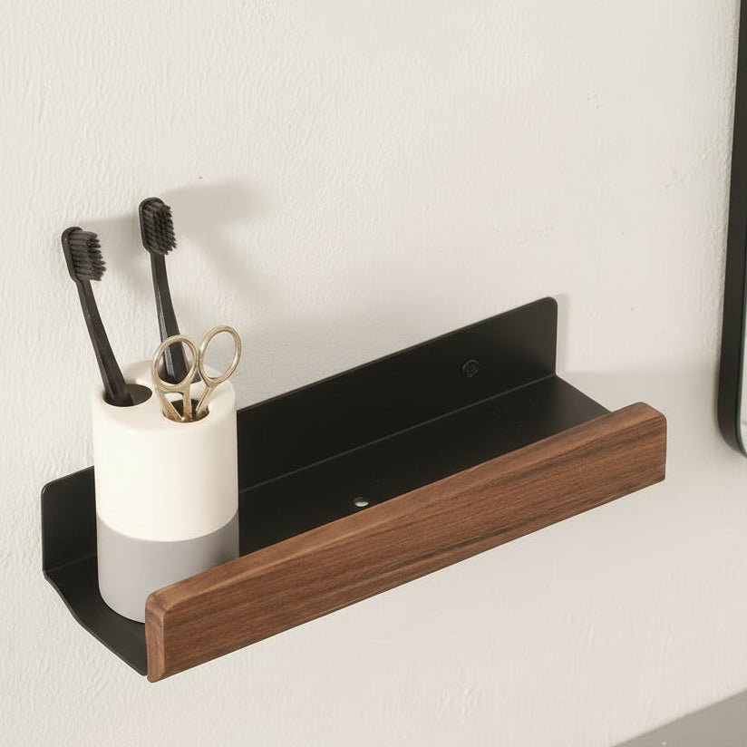 OAKVIA Rustic Corner Bath Shelf With Durable Adhesive Backing