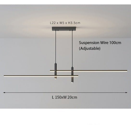Alumínium lineáris LED függeszték lámpa, fényerőszabályozható és állítható, 100-150 cm