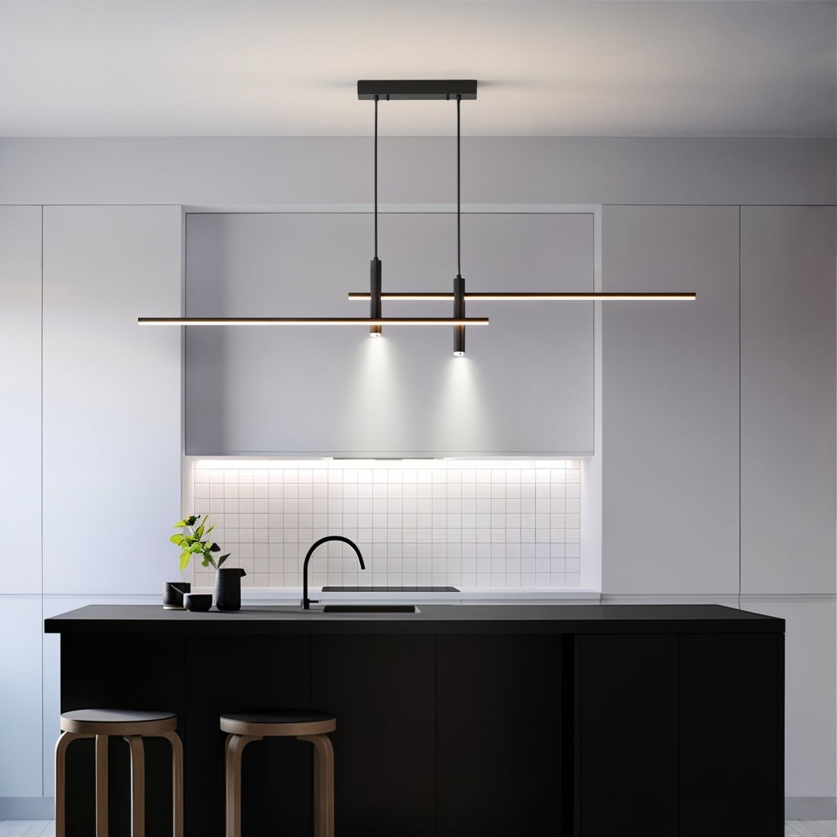 Alumínium lineáris LED függeszték lámpa, fényerőszabályozható és állítható, 100-150 cm