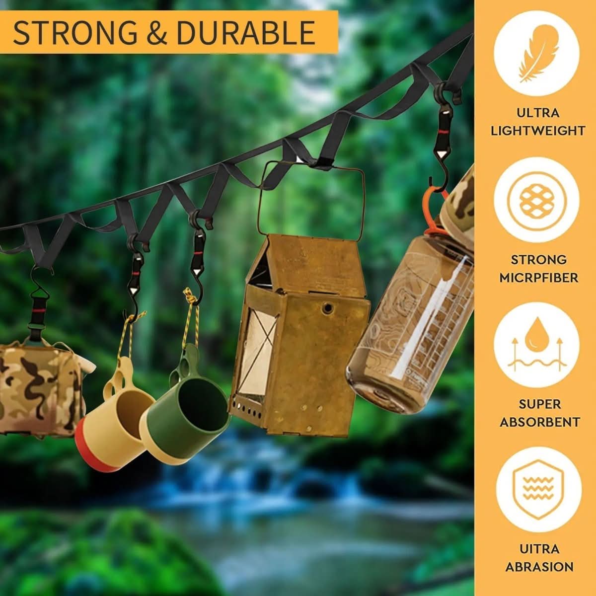 Justerbar utendørs tau-lanyard for camping og fotturer