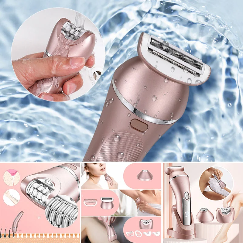 3-in-1 Rechargeable Waterproof Shaver for Face Body and Bikini Line Electric Women’s Shaver with Replaceable Heads