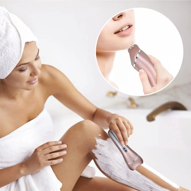3-in-1 Rechargeable Waterproof Shaver for Face Body and Bikini Line Electric Women’s Shaver with Replaceable Heads