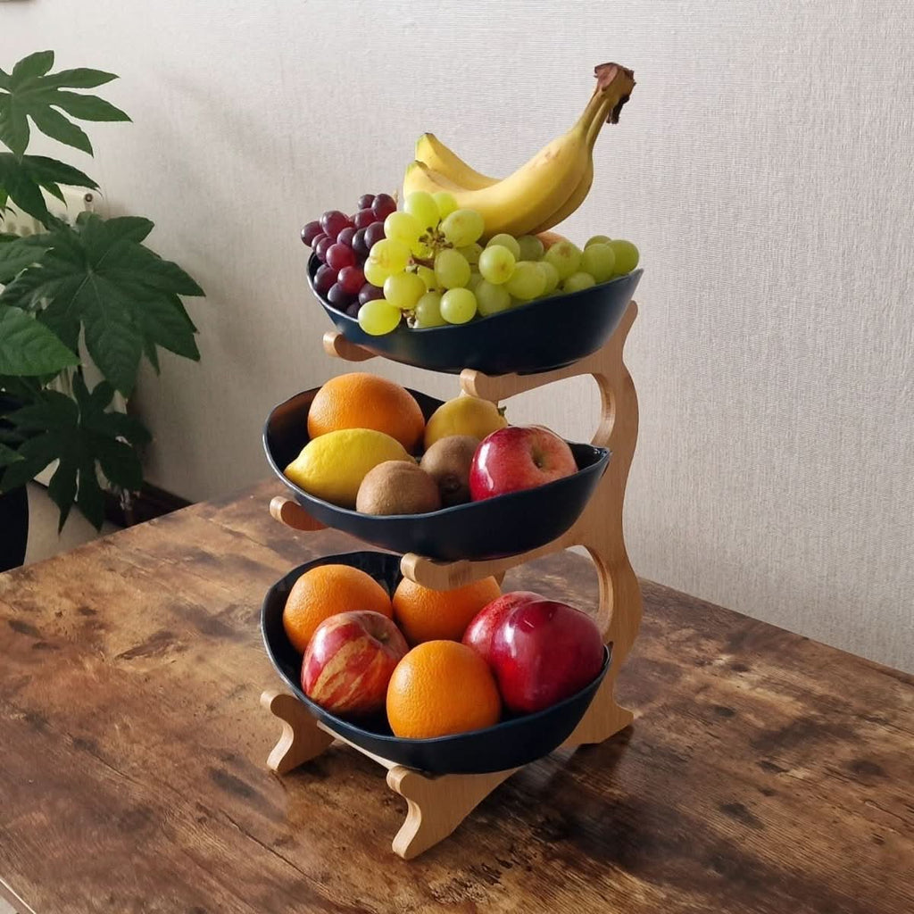Ovaluxe Obstschale mit zwei und drei Ebenen, eleganter Küchenorganizer