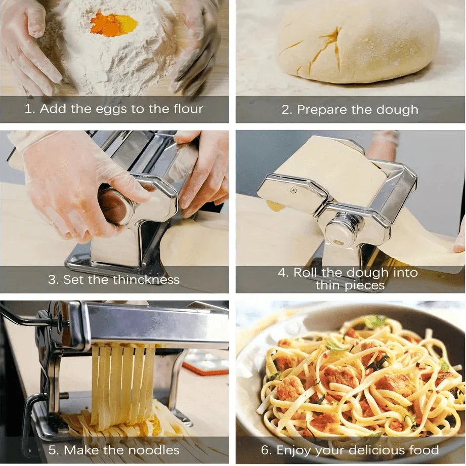 Máquina para hacer pasta Pastacraft con siete ajustes de grosor para pasta fresca casera