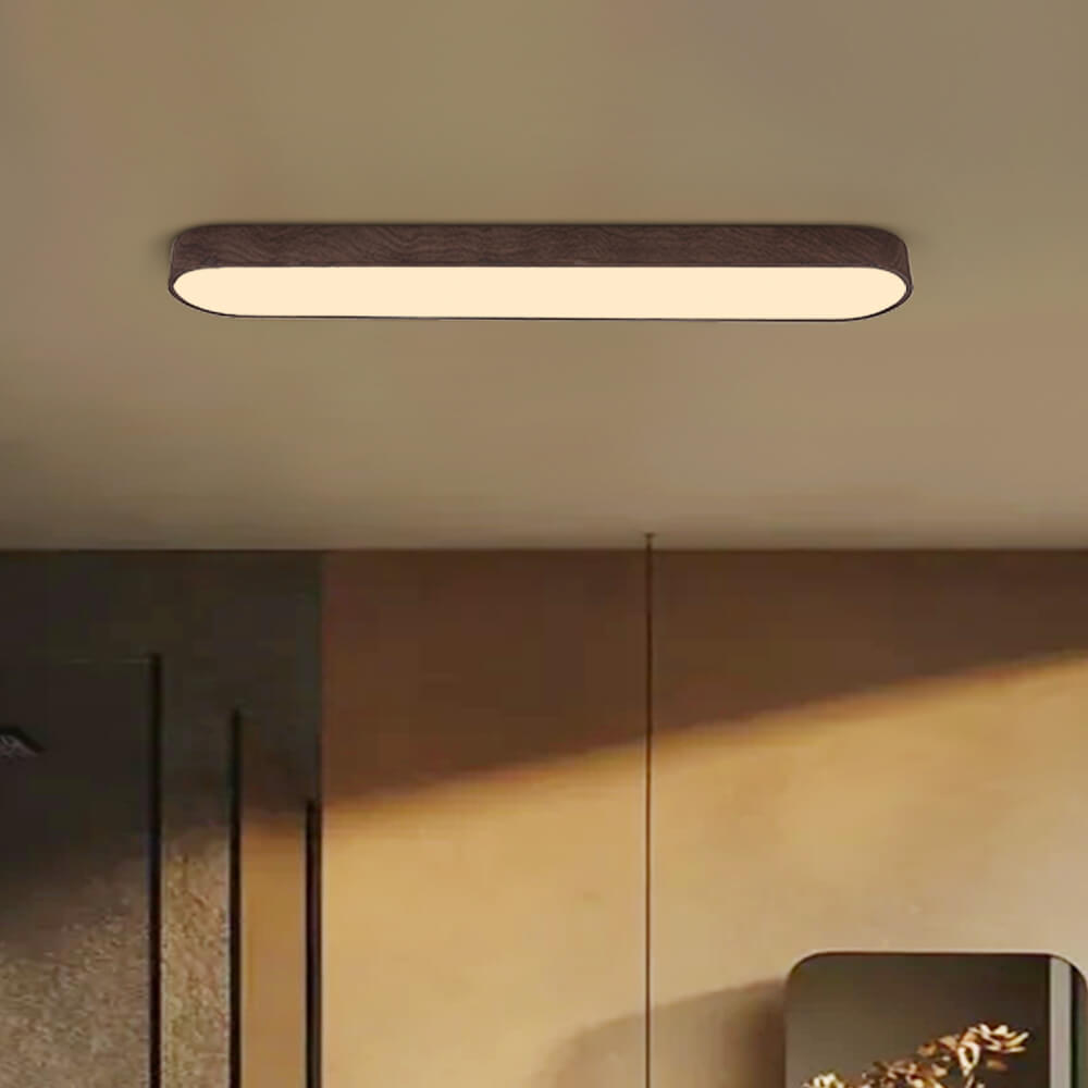Nordic Glow Oval LED Ceiling Mount With Wood Accent Fixture