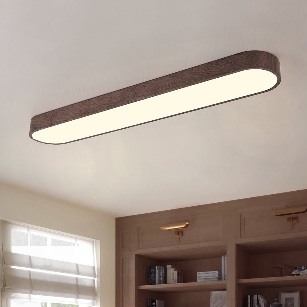 Nordic Glow Oval LED Ceiling Mount With Wood Accent Fixture