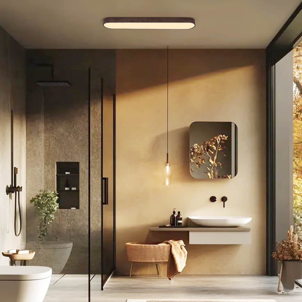 Nordic Glow Oval LED Ceiling Mount With Wood Accent Fixture