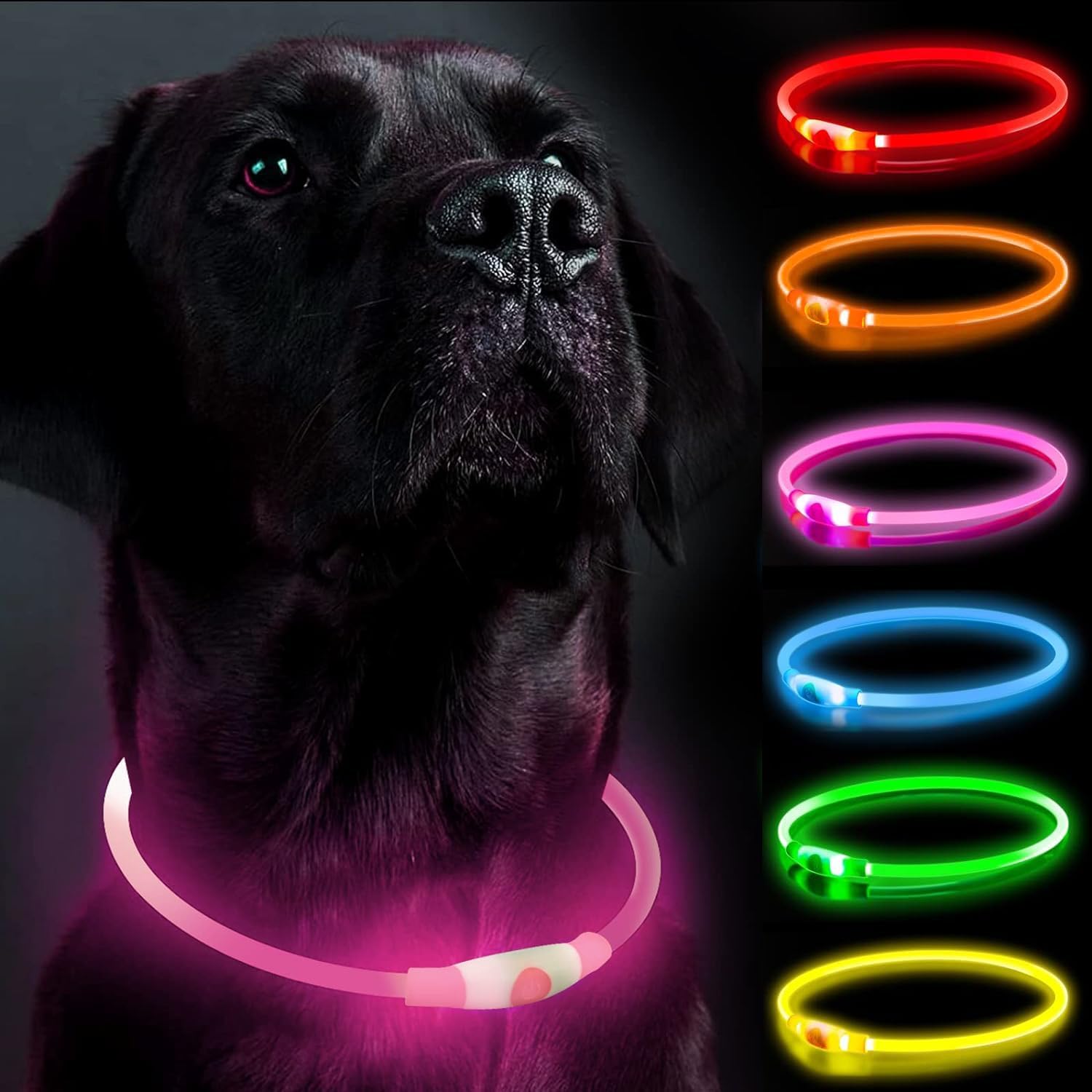 Rechargeable Lighted Dog Collar For Nighttime Walking And Safety