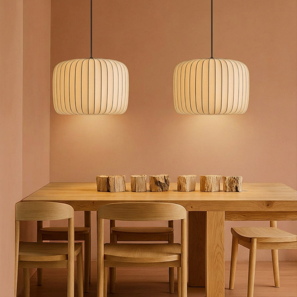 SilkLuma Elegancka Współczesna Lampa Wisząca do Kuchni z Abażurem z Jedwabiu
