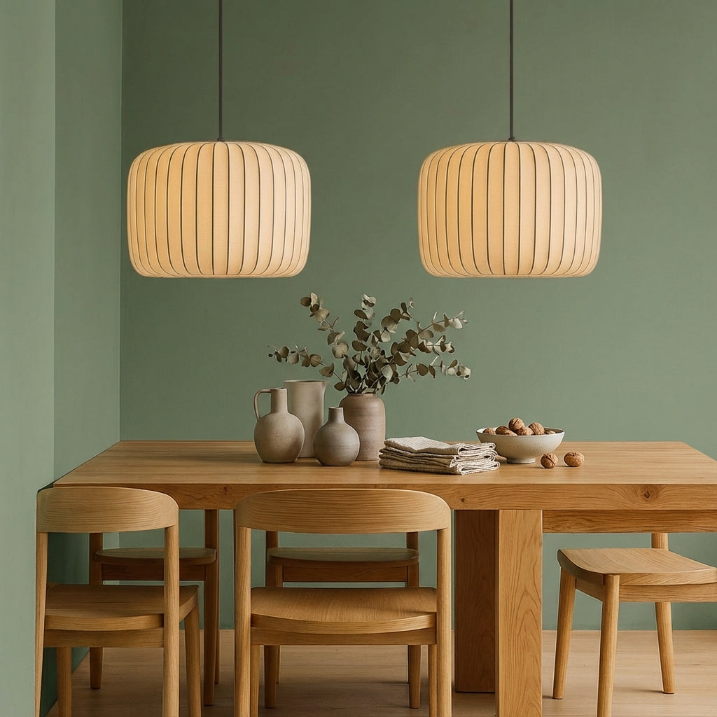 SilkLuma Elegancka Współczesna Lampa Wisząca do Kuchni z Abażurem z Jedwabiu