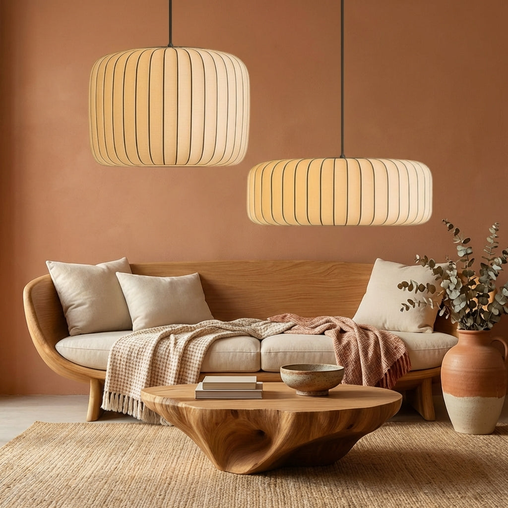 SilkLuma Elegancka Współczesna Lampa Wisząca do Kuchni z Abażurem z Jedwabiu
