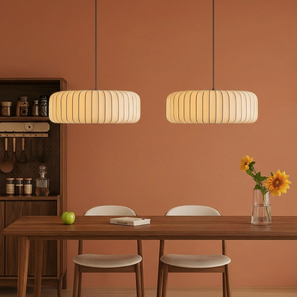 SilkLuma Elegancka Współczesna Lampa Wisząca do Kuchni z Abażurem z Jedwabiu