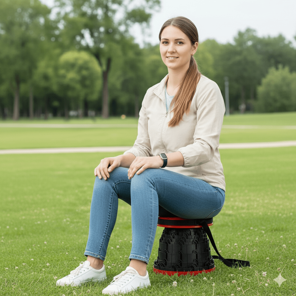 PORTABENCH Folding Stool With Telescoping Reach For Indoor And Outdoor Use