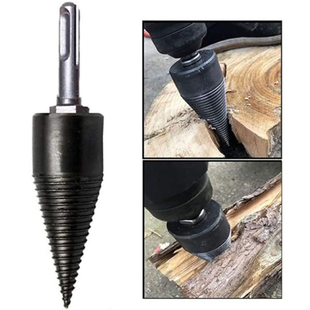 Herramienta para partir madera POWERSPLIT con taladro de acero al carbono y tres ejes