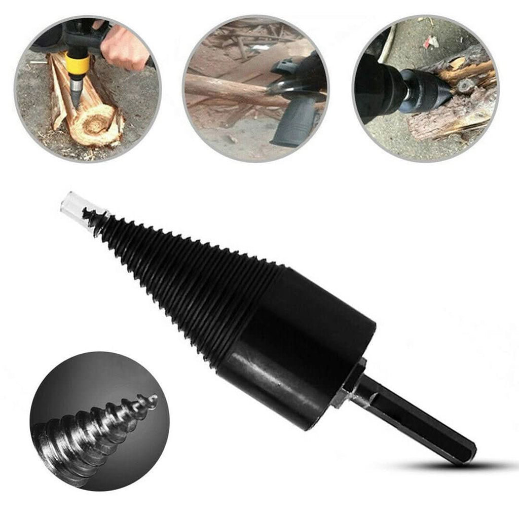 Herramienta para partir madera POWERSPLIT con taladro de acero al carbono y tres ejes
