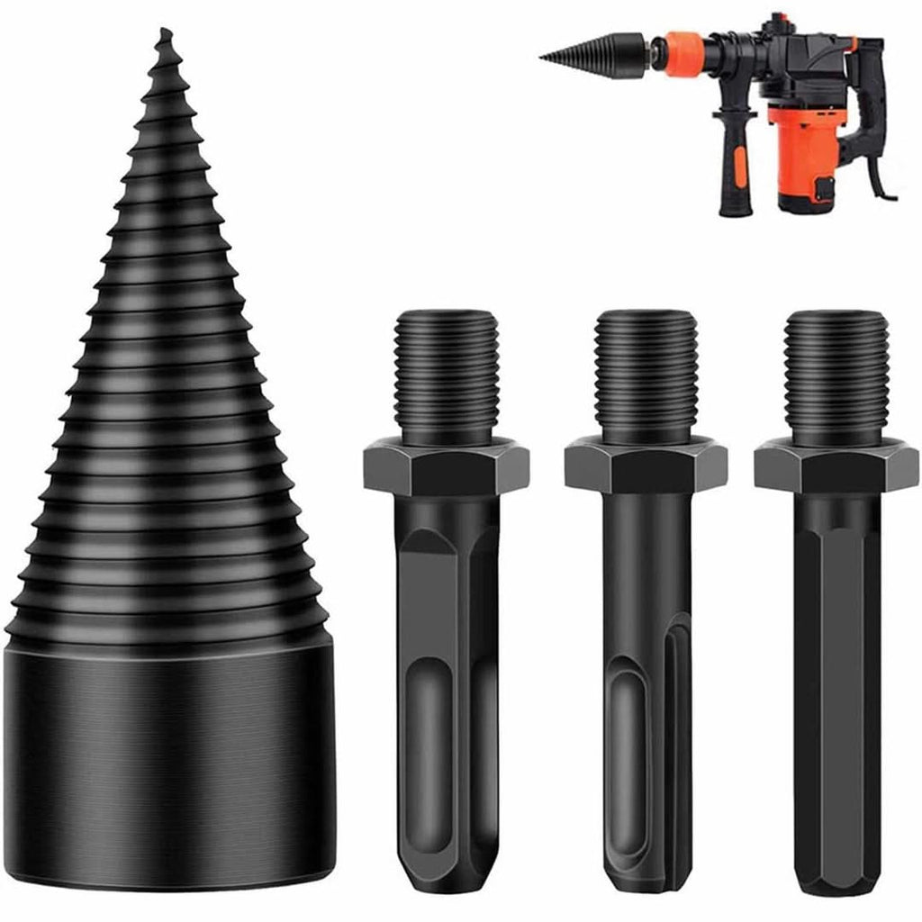Herramienta para partir madera POWERSPLIT con taladro de acero al carbono y tres ejes