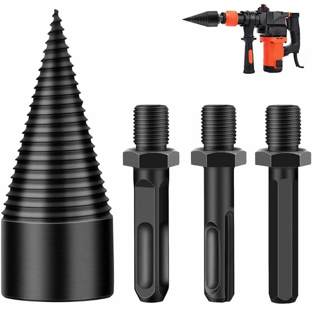 Herramienta para partir madera POWERSPLIT con taladro de acero al carbono y tres ejes