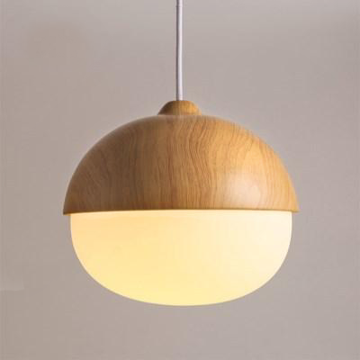 Luma Acorn Glass Pendant Lights With Faux Wood Accents