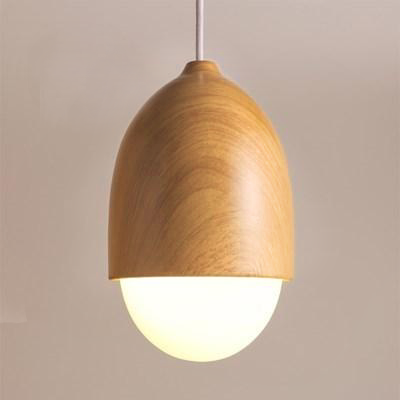 Luma Acorn Glass Pendant Lights With Faux Wood Accents