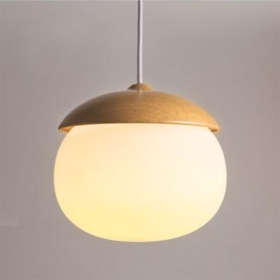 Luma Acorn Glass Pendant Lights With Faux Wood Accents