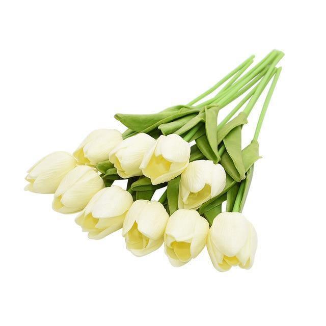 Sada deseti kusů umělých tulipánů a květin