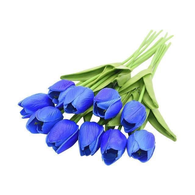 Sada deseti kusů umělých tulipánů a květin
