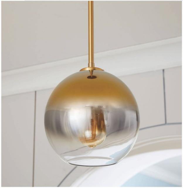 Lumen Glass Pendant Light In Champagne Amber Iconic Silver And Transparent