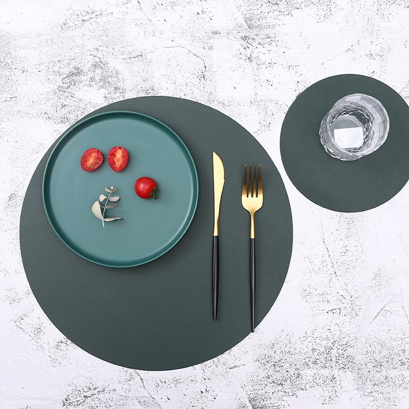 Contemporary Placemats And Coasters In PU Leather Waterproof