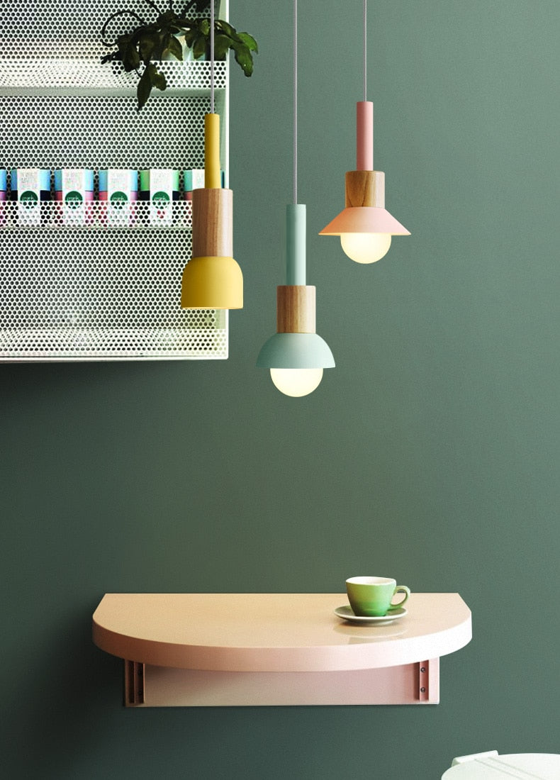 Averyn Metal and Wood Pendant Lights for Colorful Rooms