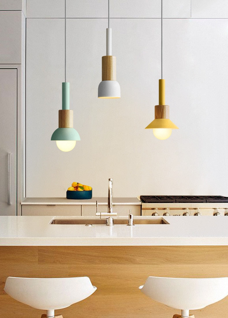 Averyn Metal and Wood Pendant Lights for Colorful Rooms