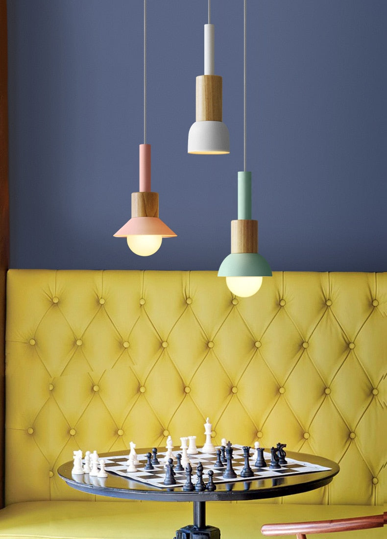 Averyn Metal and Wood Pendant Lights for Colorful Rooms