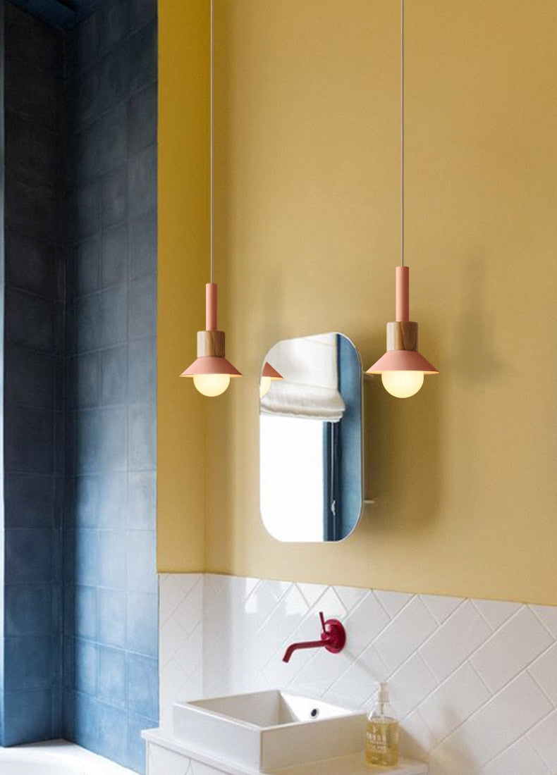Averyn Metal and Wood Pendant Lights for Colorful Rooms
