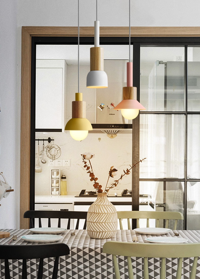 Averyn Metal and Wood Pendant Lights for Colorful Rooms
