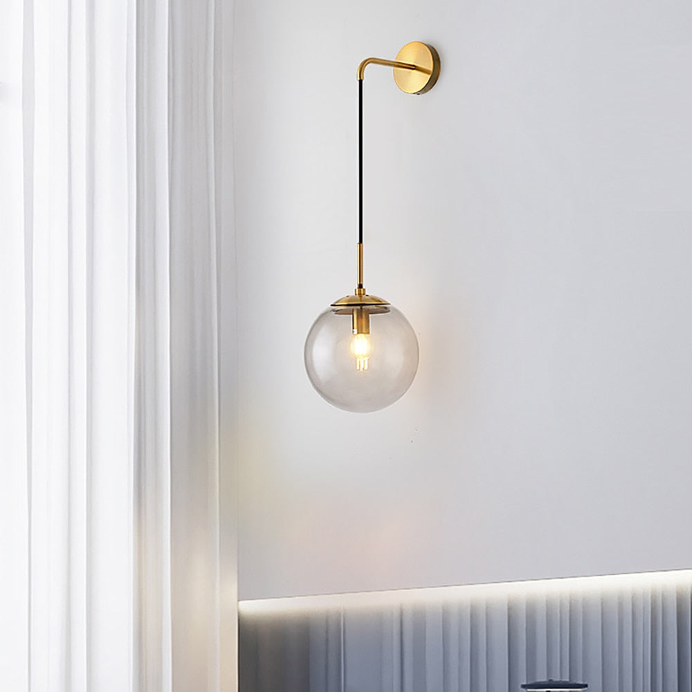Elegant LumaGlide Glass Globe Wall Sconce Hanging Lamp