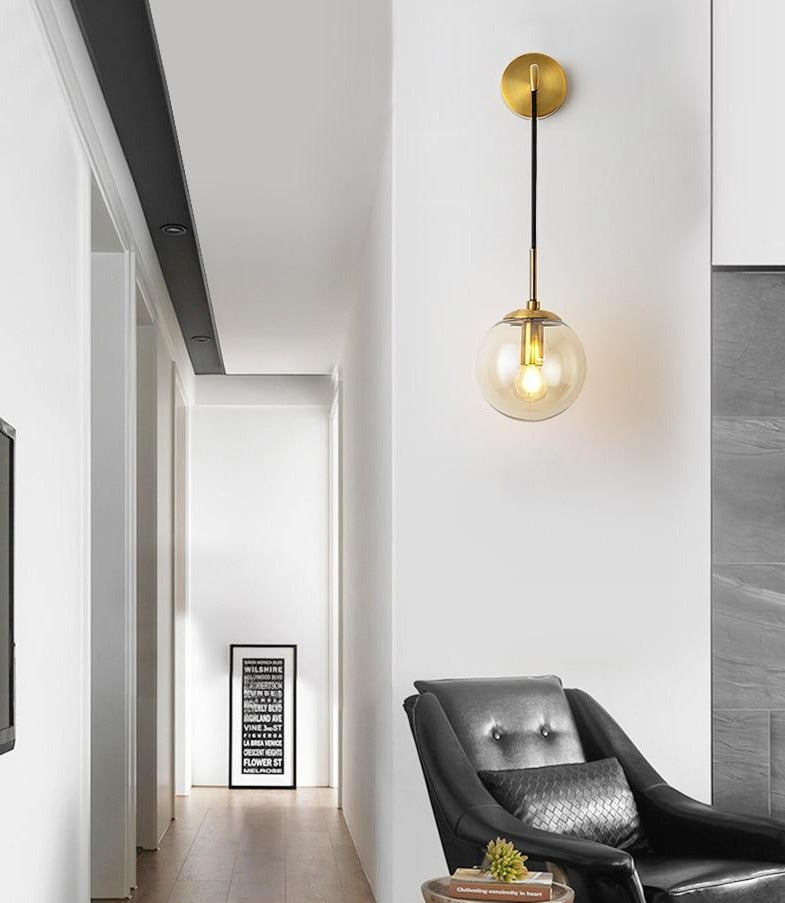 Elegant LumaGlide Glass Globe Wall Sconce Hanging Lamp