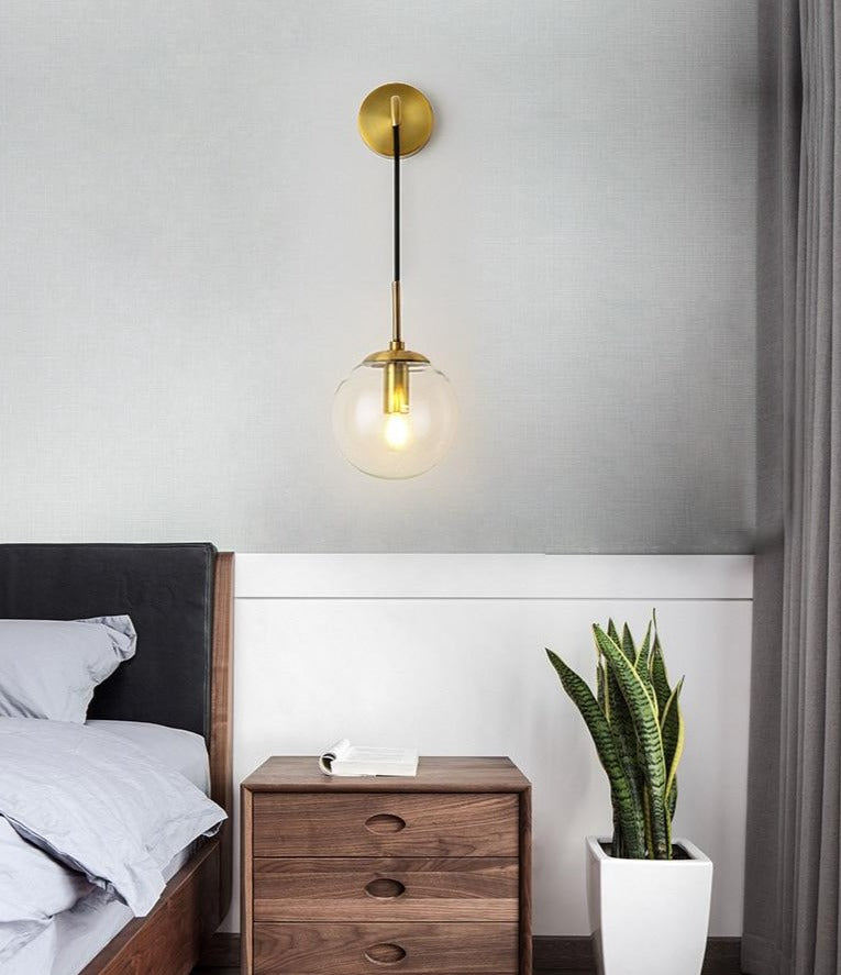 Elegant LumaGlide Glass Globe Wall Sconce Hanging Lamp