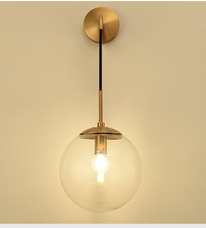 Elegant LumaGlide Glass Globe Wall Sconce Hanging Lamp