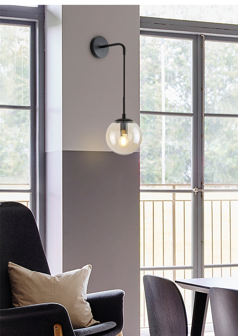 Elegant LumaGlide Glass Globe Wall Sconce Hanging Lamp
