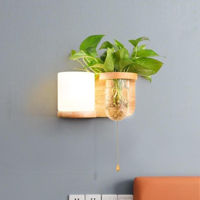 LumenLeaf Holz Wandpflanzenleuchte für Zimmerpflanzen