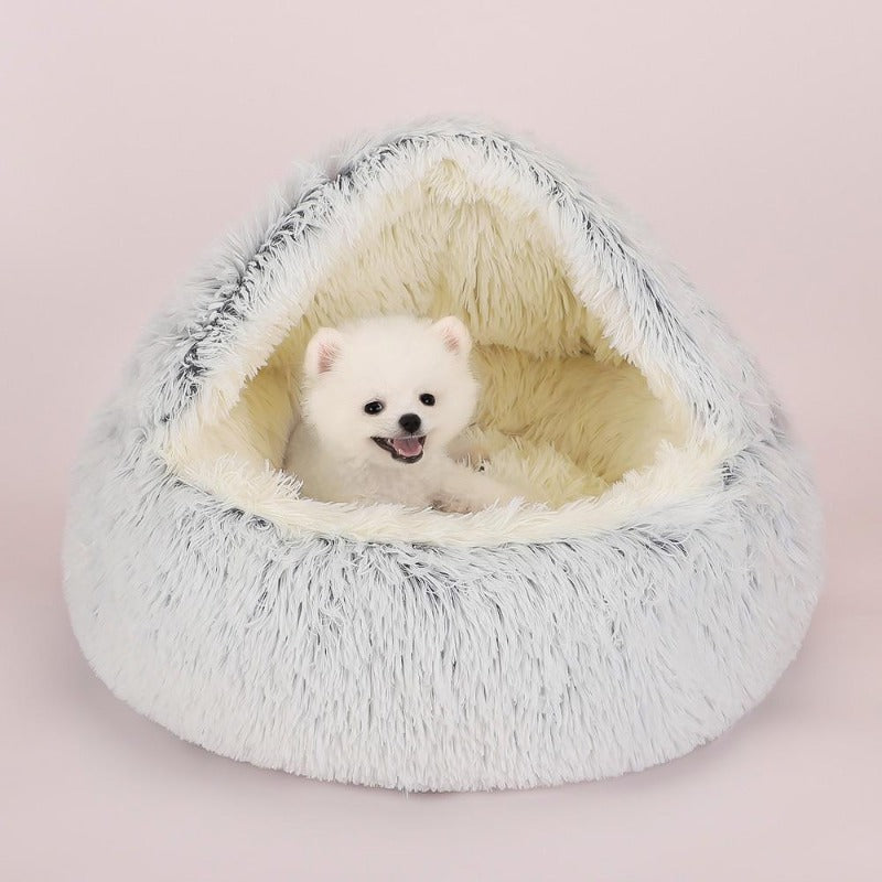 Calming Round Plush Cave Bed For Dogs And Cats With Cozy Design