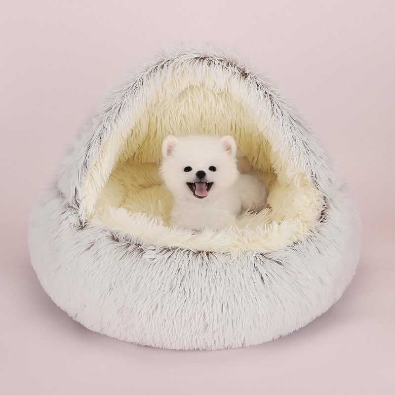 Calming Round Plush Cave Bed For Dogs And Cats With Cozy Design