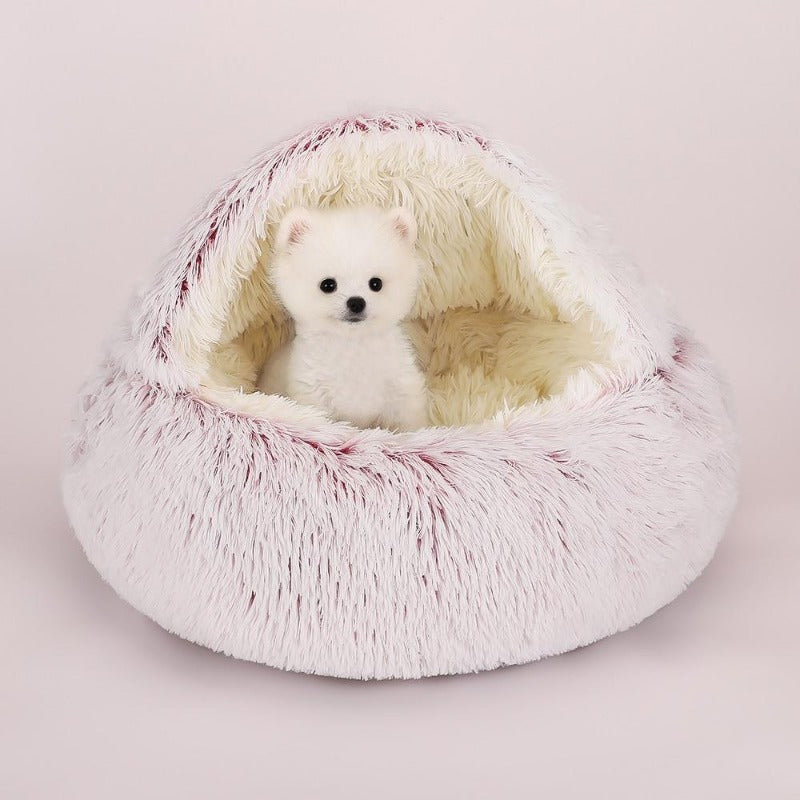 Calming Round Plush Cave Bed For Dogs And Cats With Cozy Design