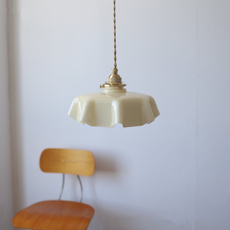 Floral Draped Glass Brass Retro Ceiling and Pendant Light